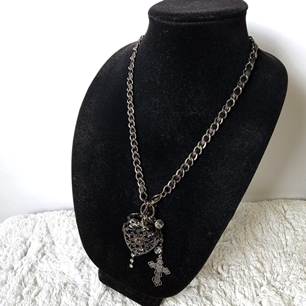 Guess black long necklace heart pendant - Picture 1 of 6